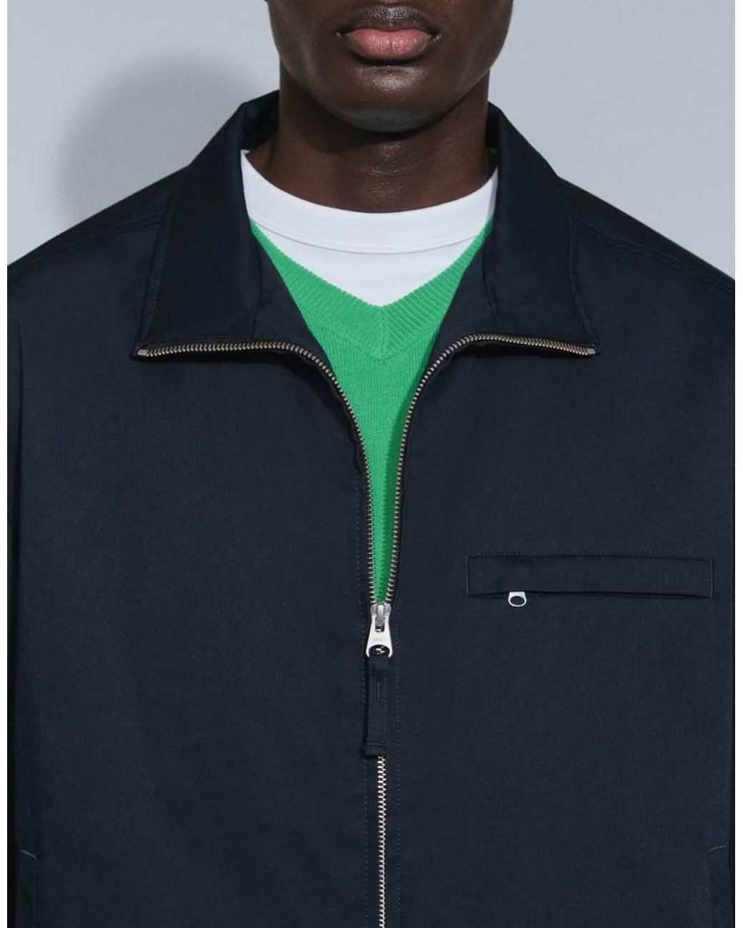 ARKET Blue Cotton Blend Short Funnel Neck Jacket for men