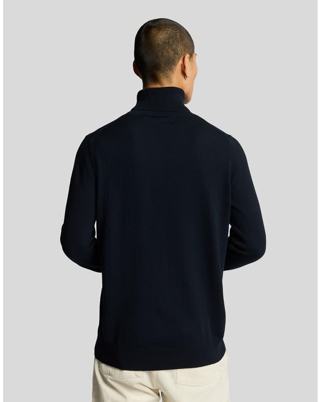 Lyle & Scott Blue Cotton Merino Turtleneck Jumper for men