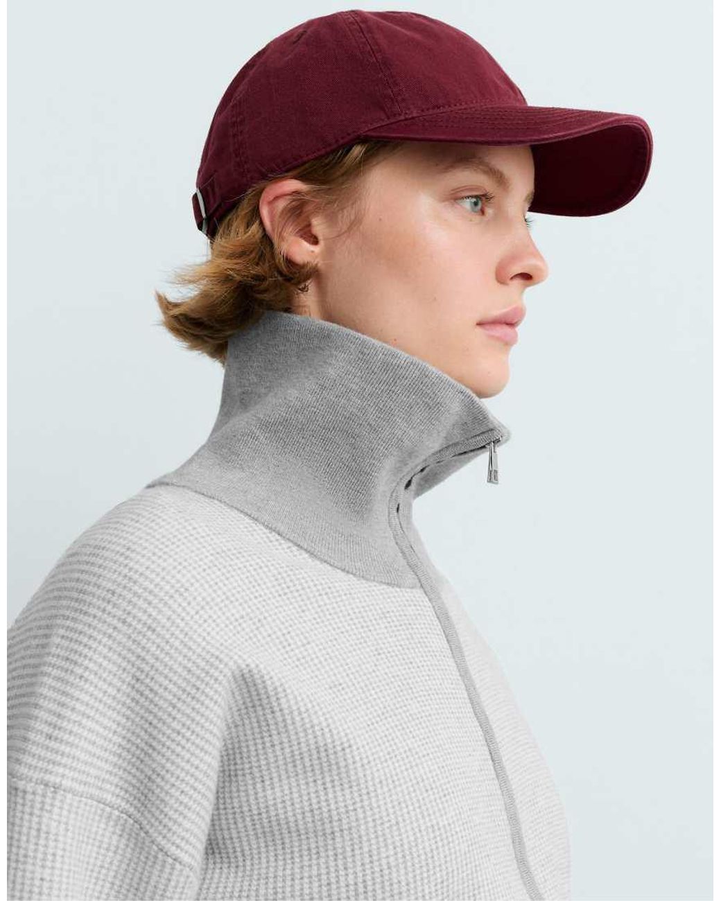 Oysho White High Neck Contrast Knit Jacket