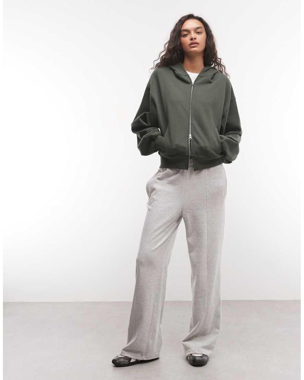 Collusion Gray Zip Through Boxy Hoodie