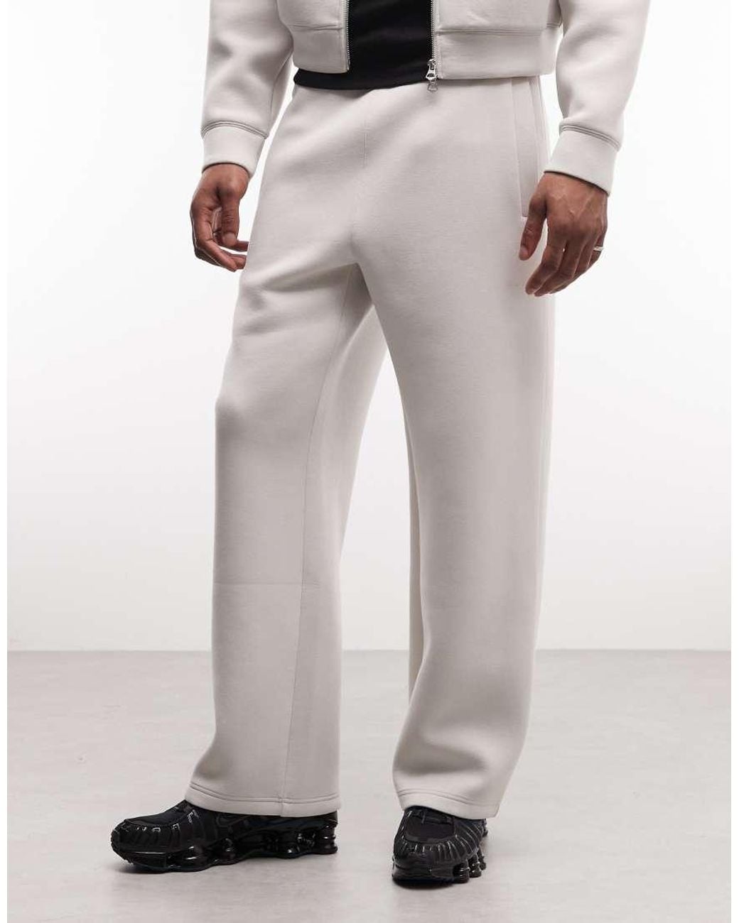 Weekday White Scuba-style Fabric Wide Leg Trackies for men
