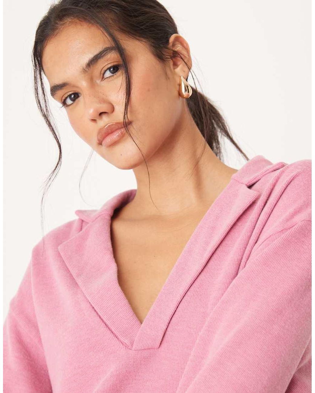 ASOS Pink Supersoft Rugby Collar Long Sleeve Top