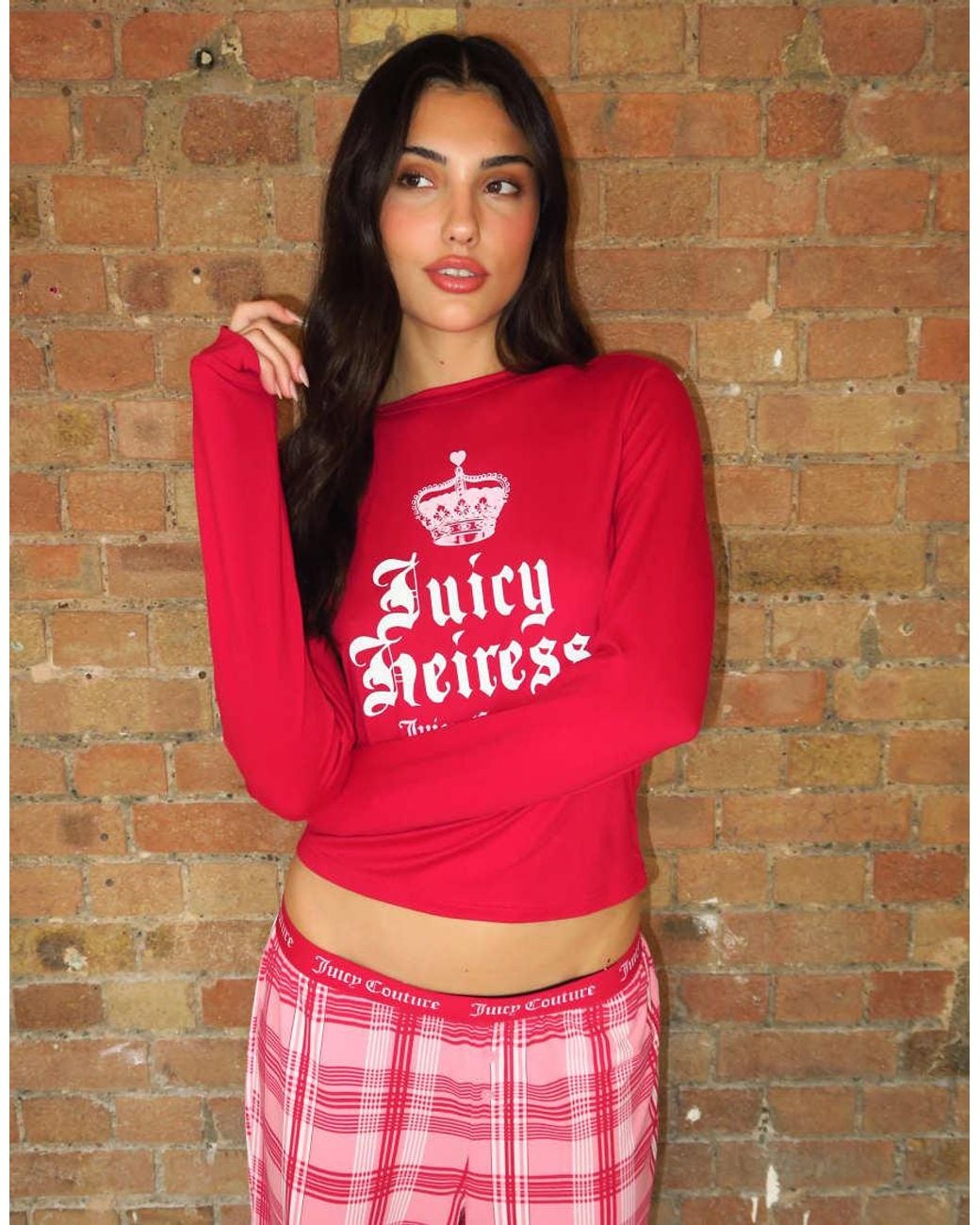 Juicy Couture Red Heiress Logo Long Sleeve Crew Neck Pyjama Set