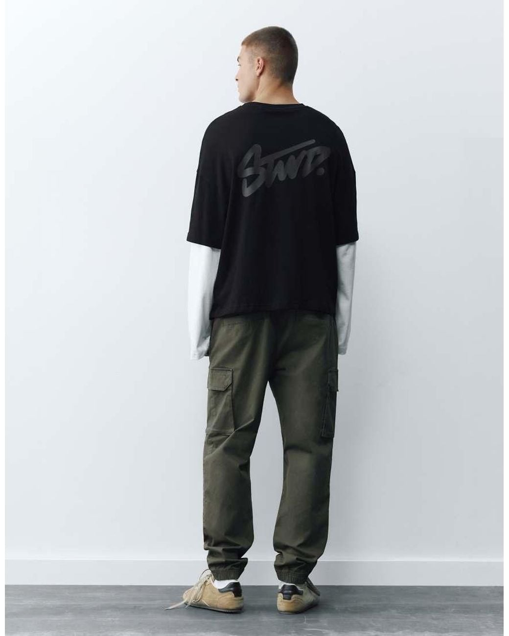 Pull&Bear Green Cargo joggers for men