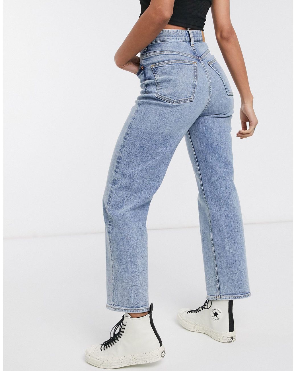 Zami - jeans dritti a vita altaMonki in Cotone di colore Blu | Lyst