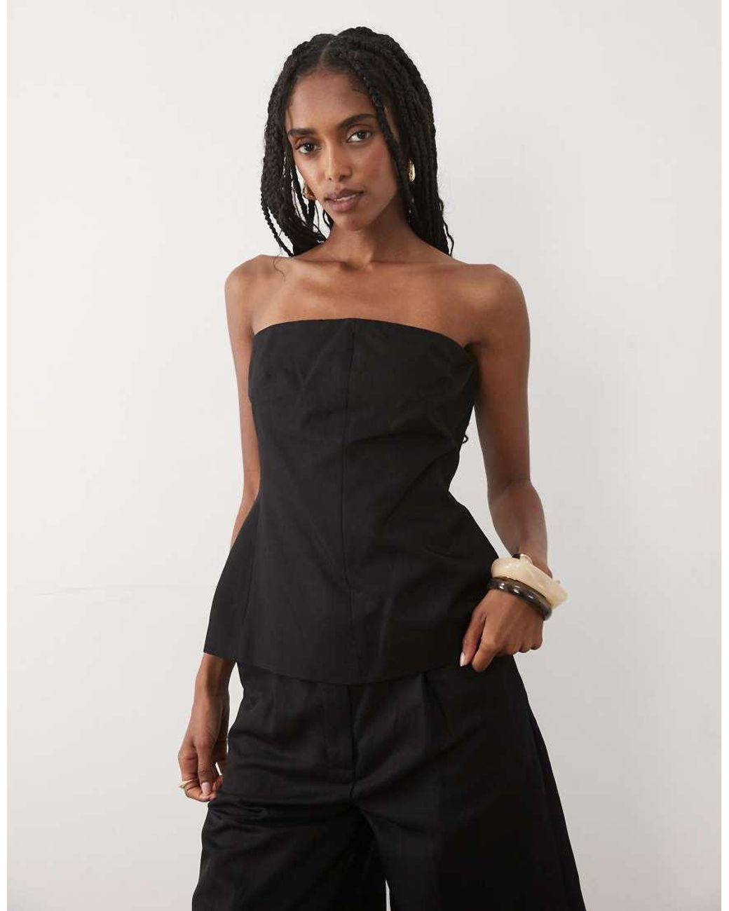 Mango Black Sansa Off Shoulder Structured Top Co-Ord