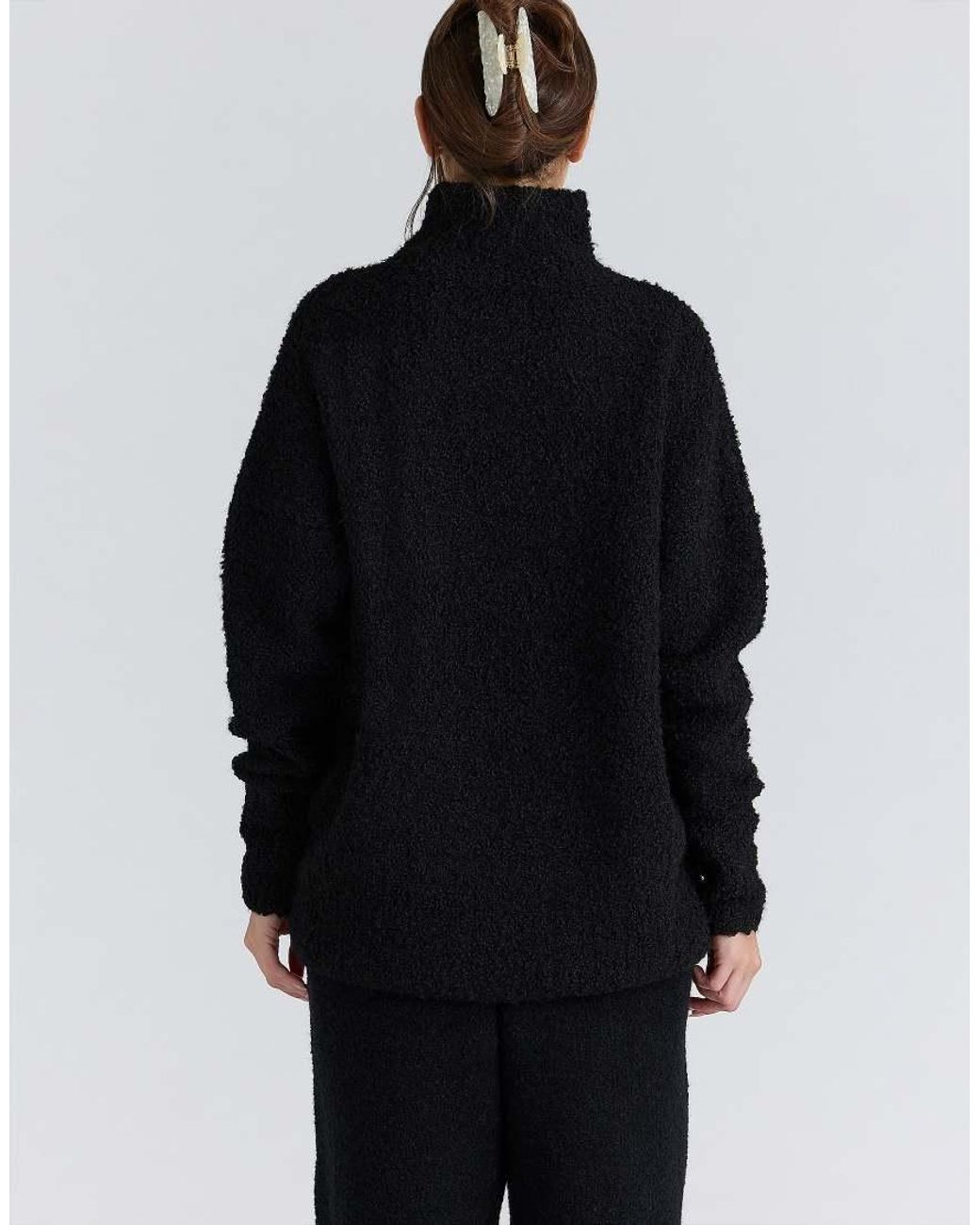 House Of Cb Blue Brooklyn Wool Boucle Knit Sweater