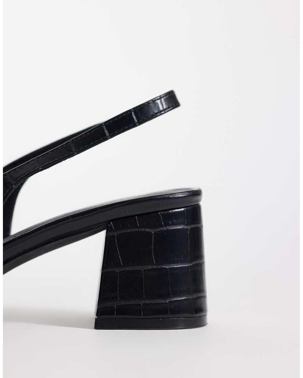 London Rebel Black Clancy Sling Back Mid Heeled Sandals