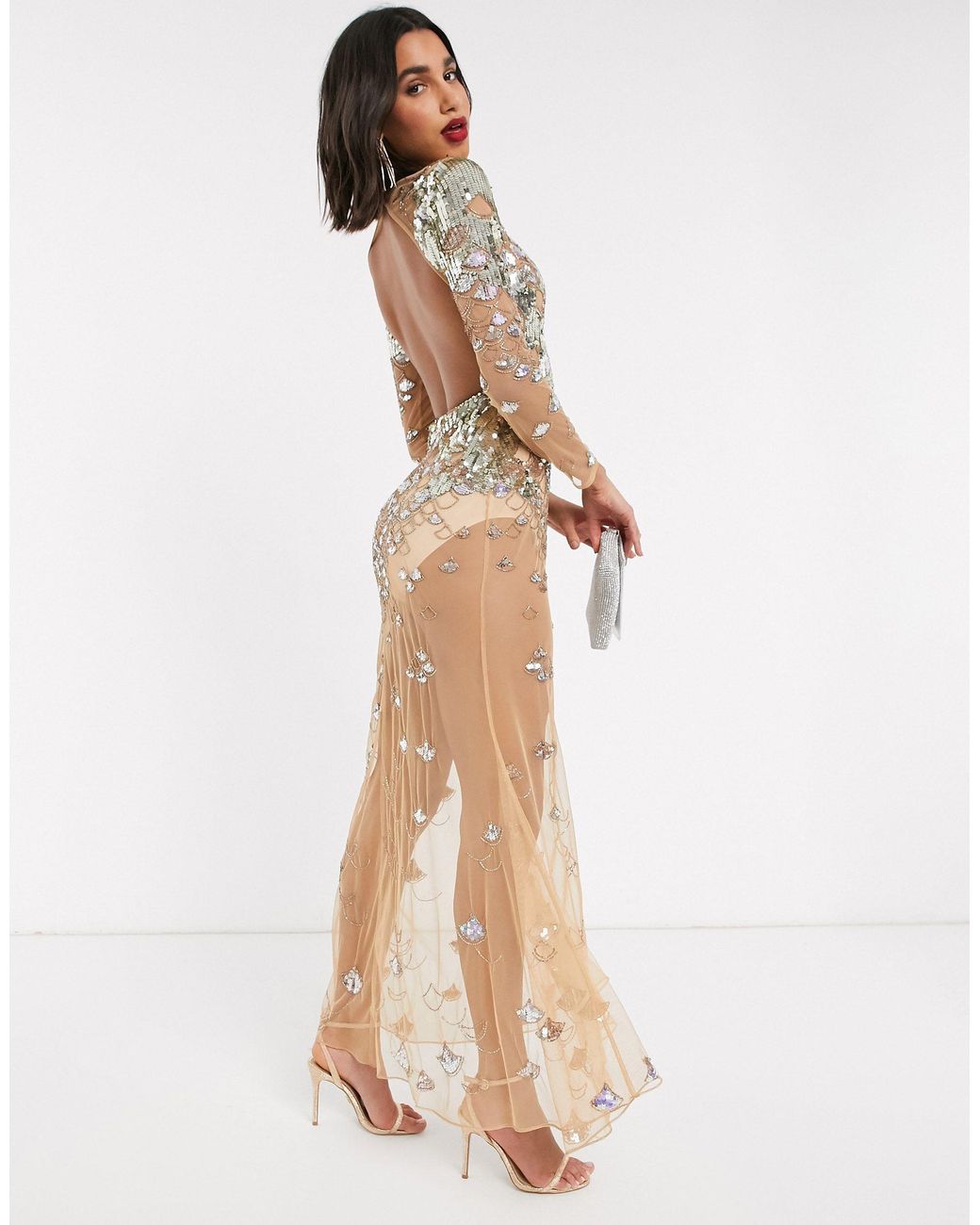 Sheer gold hotsell maxi dress