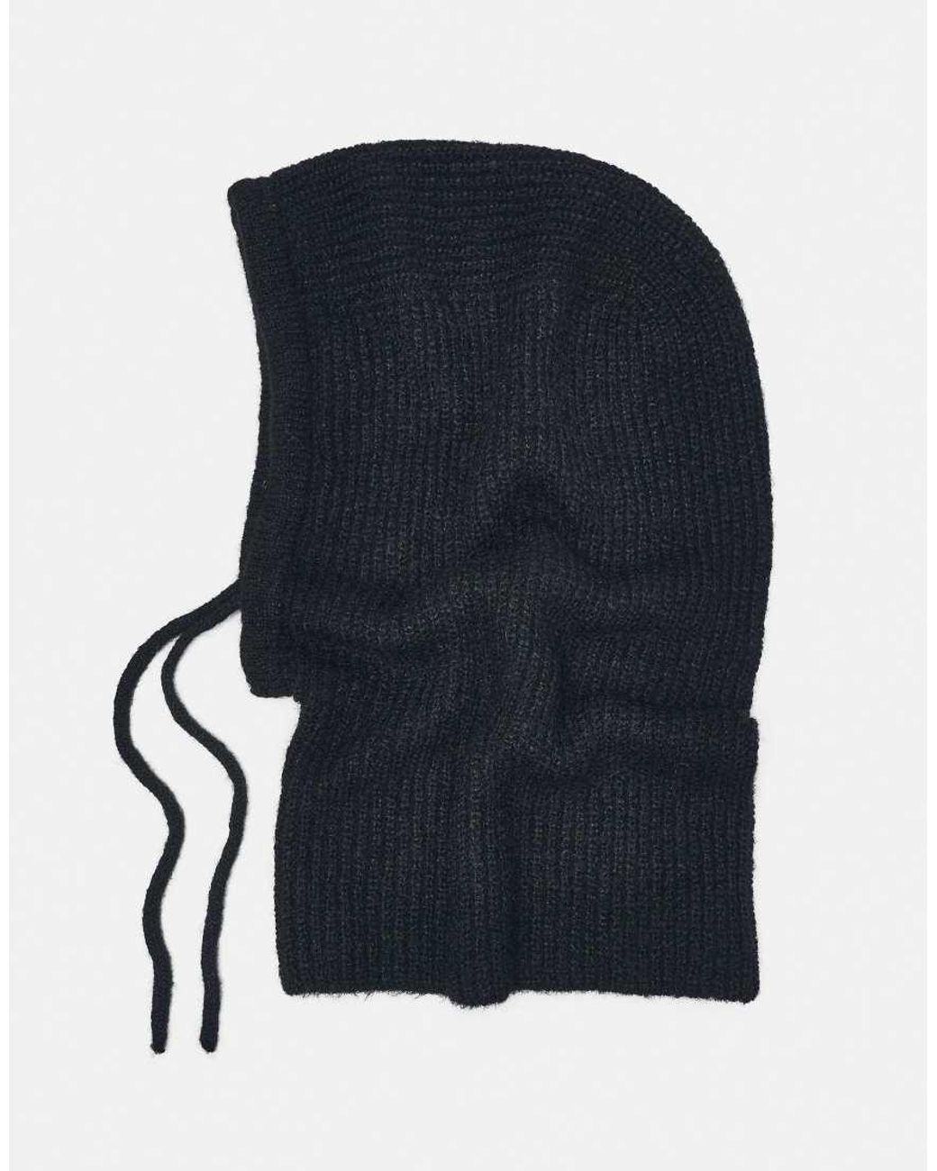 Pull&Bear Black Ribbed Knit Balaclava