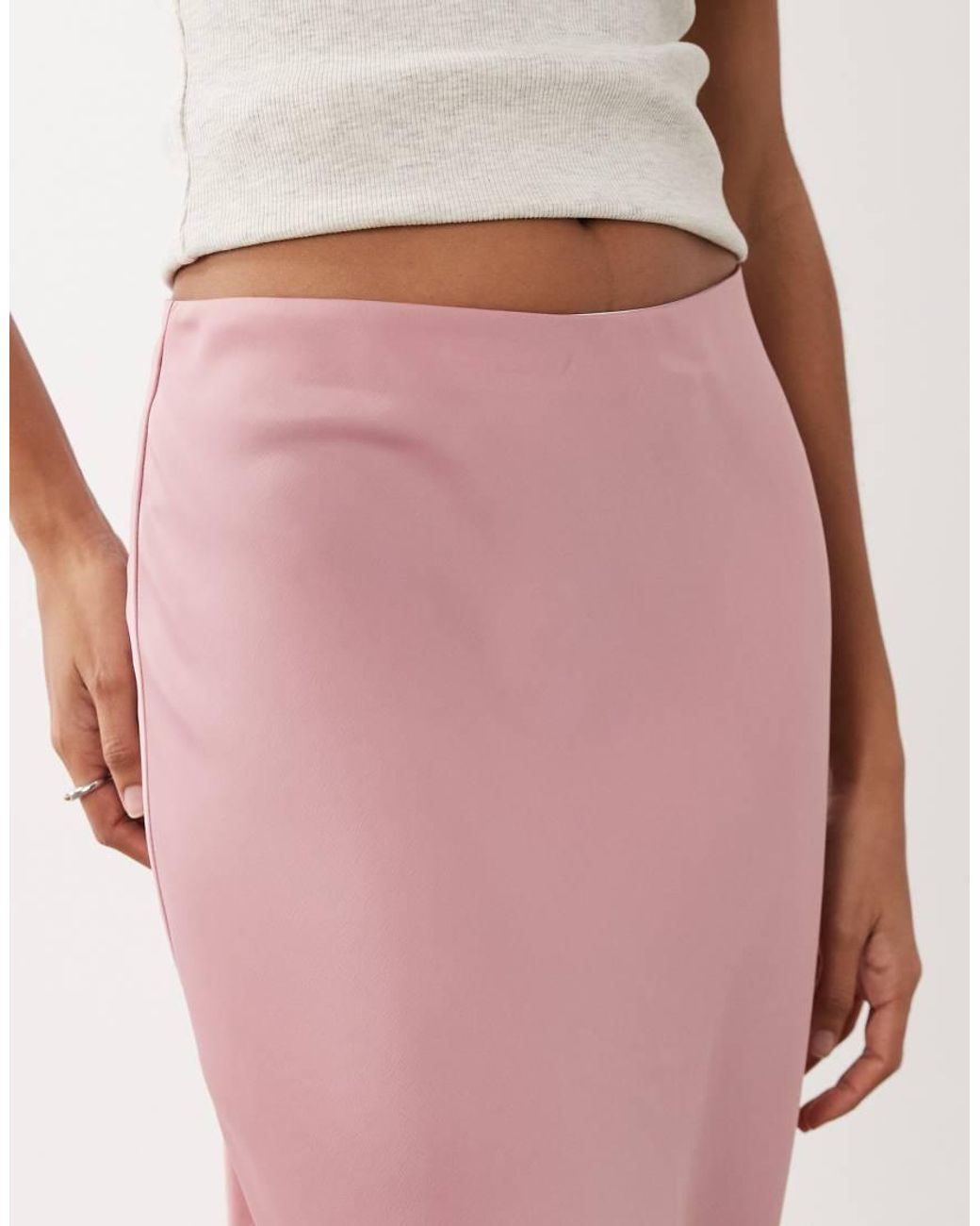 Y.A.S Pink Satin Midi Skirt