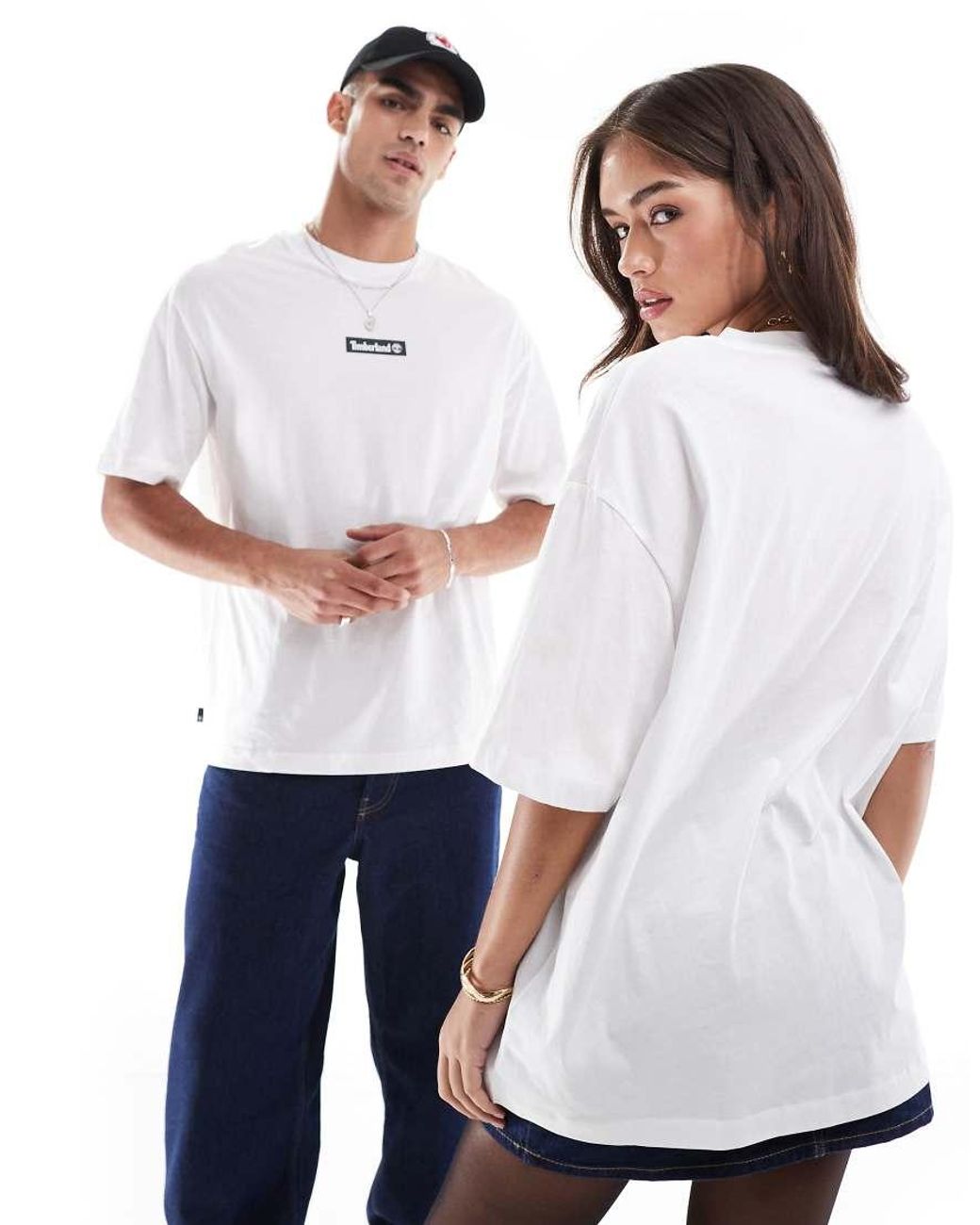 Timberland White Oversized T-shirt With Central Logo for men