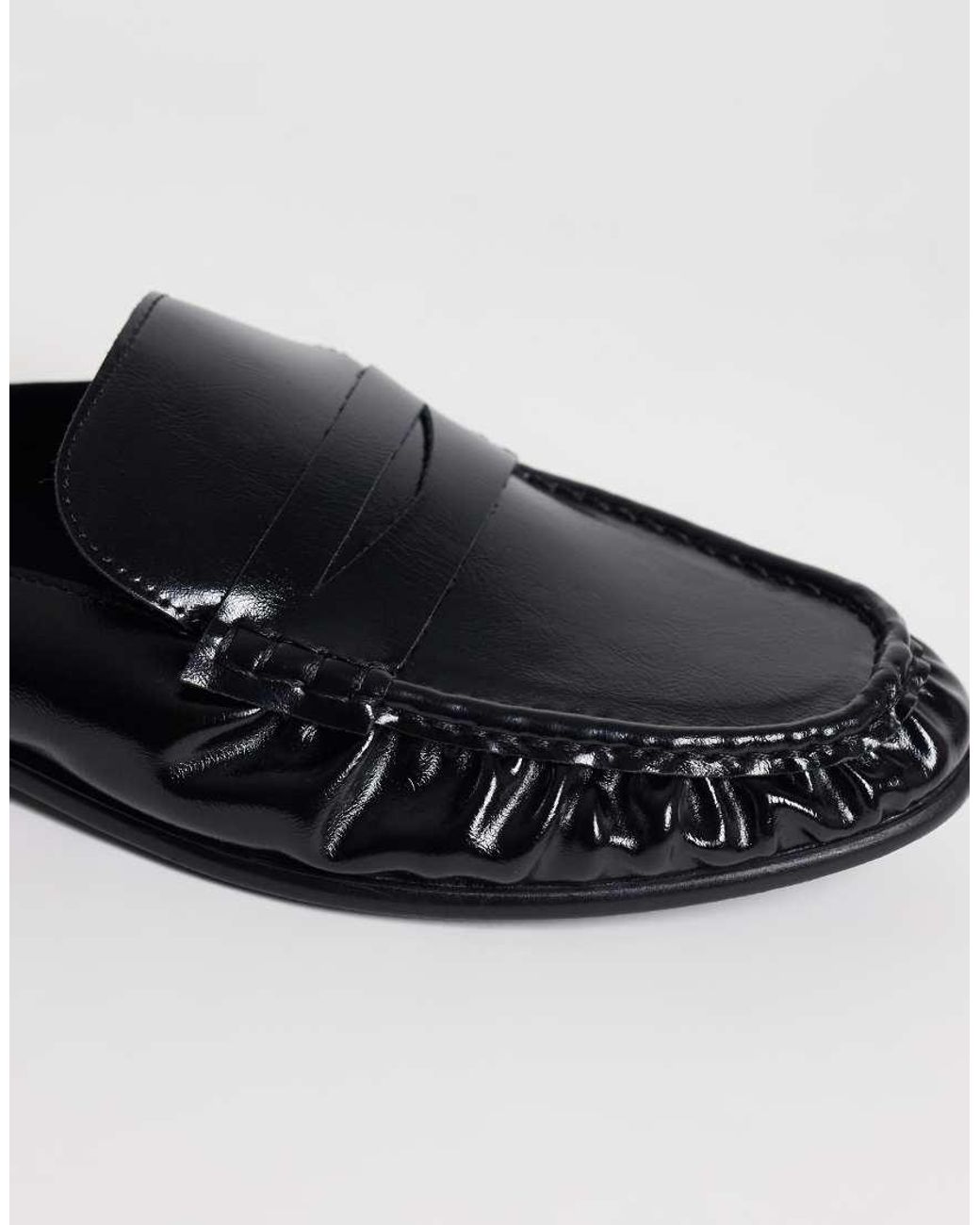 SEQWL Black Dash Refined Ruched Loafer Mules for men