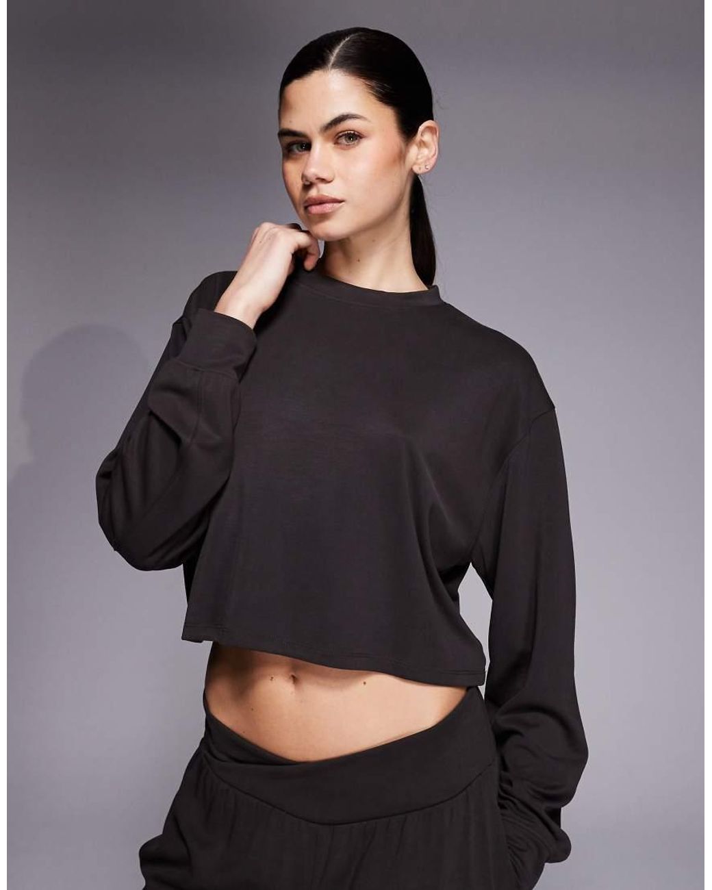 4505 Gray Modal Blend Ultra Soft Boxy Crop Sweatshirt