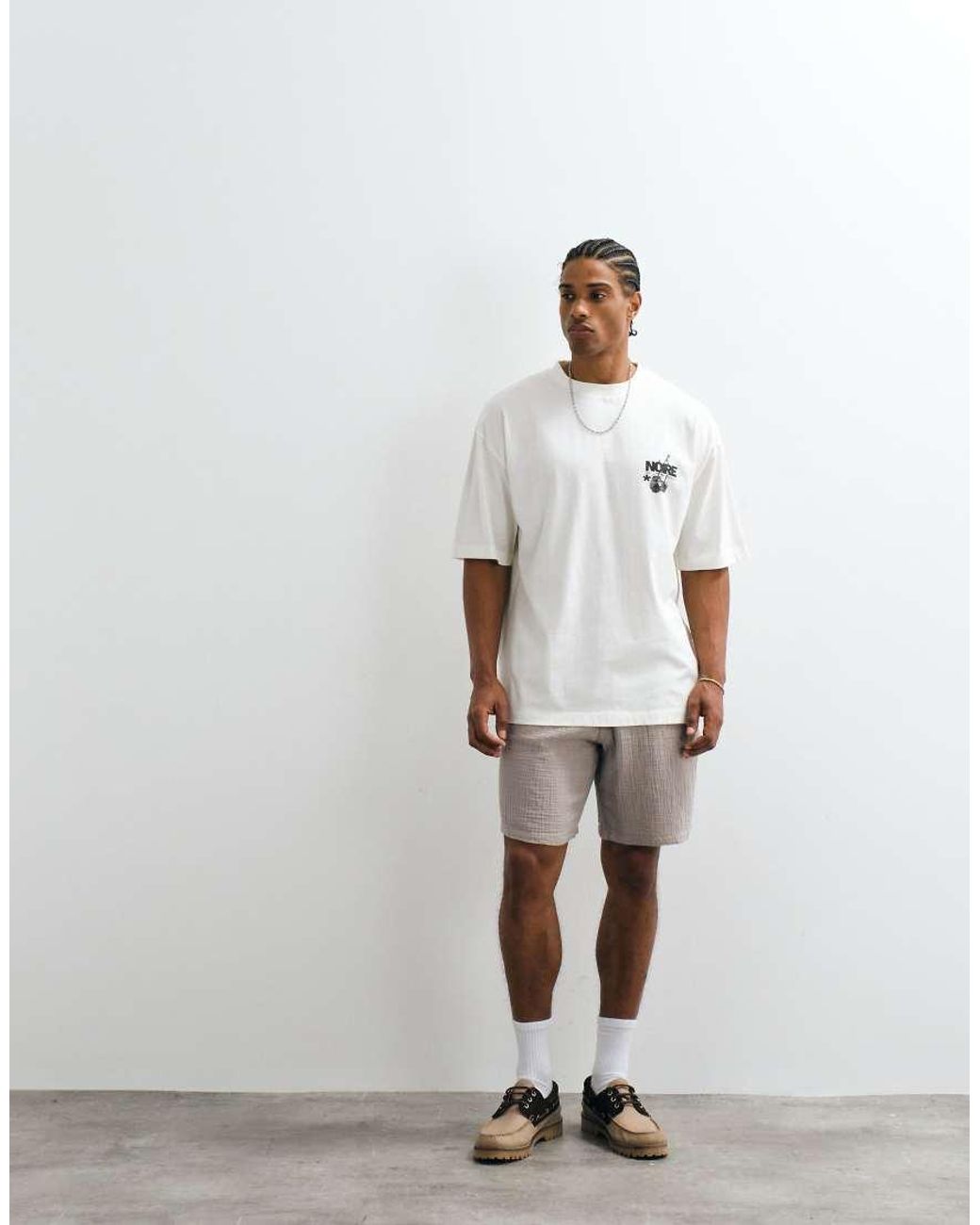 Jack & Jones White Textured Shorts for men