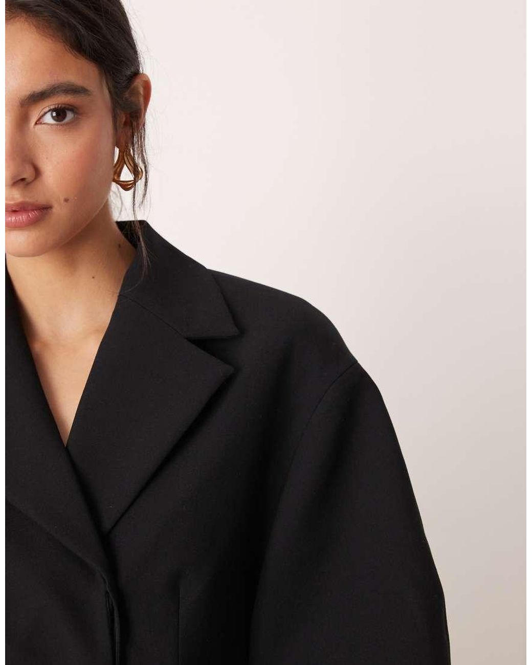 ASOS Blue Tailored Collar Cinch Waist Jacket