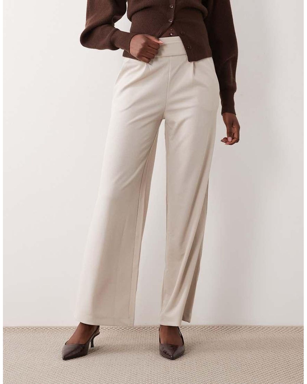 Jdy White Button Detail Wide Leg Dad Trousers