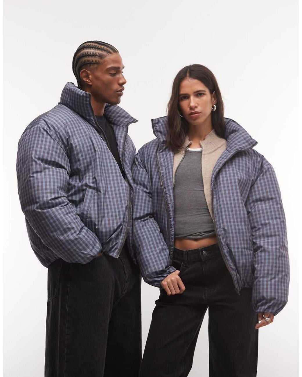 Collusion Gray Unisex Funnel Neck Puffer Jacket