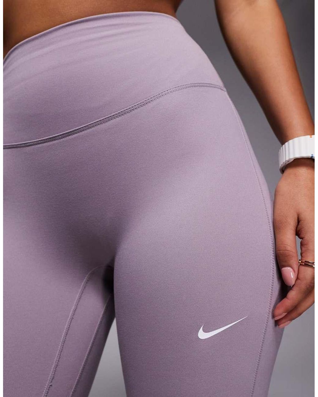 Nike Purple Nike One Training Dri-fit Seamless Front High Waisted leggings