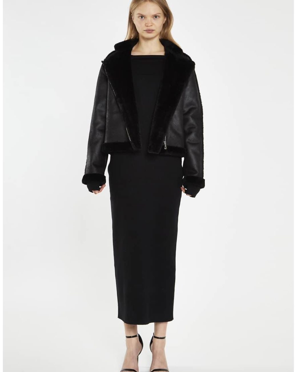 Glamorous Black Fur-Trim -Jacket