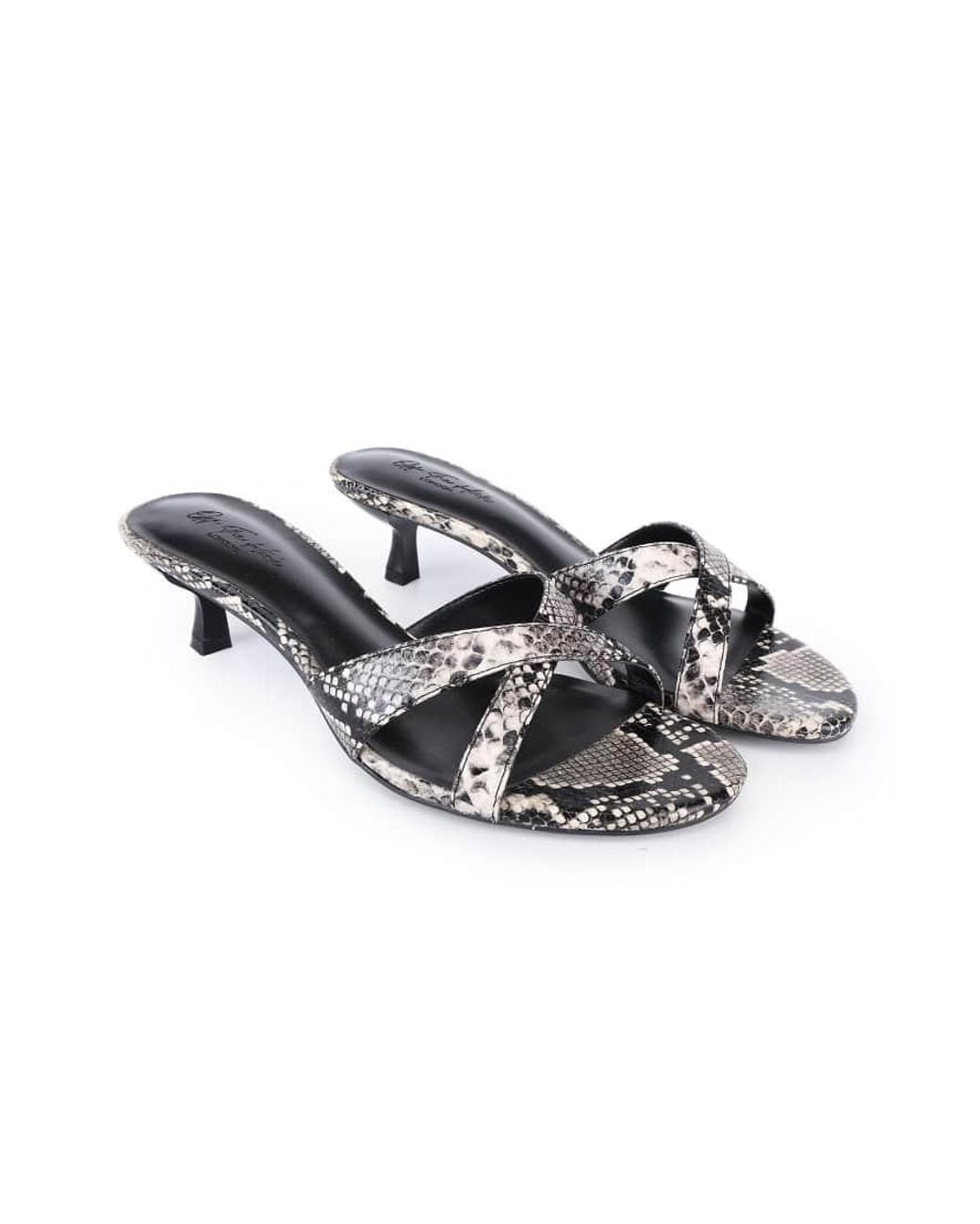 OFF THE HOOK White Jess Pu Kitten Heel Mule Sandals