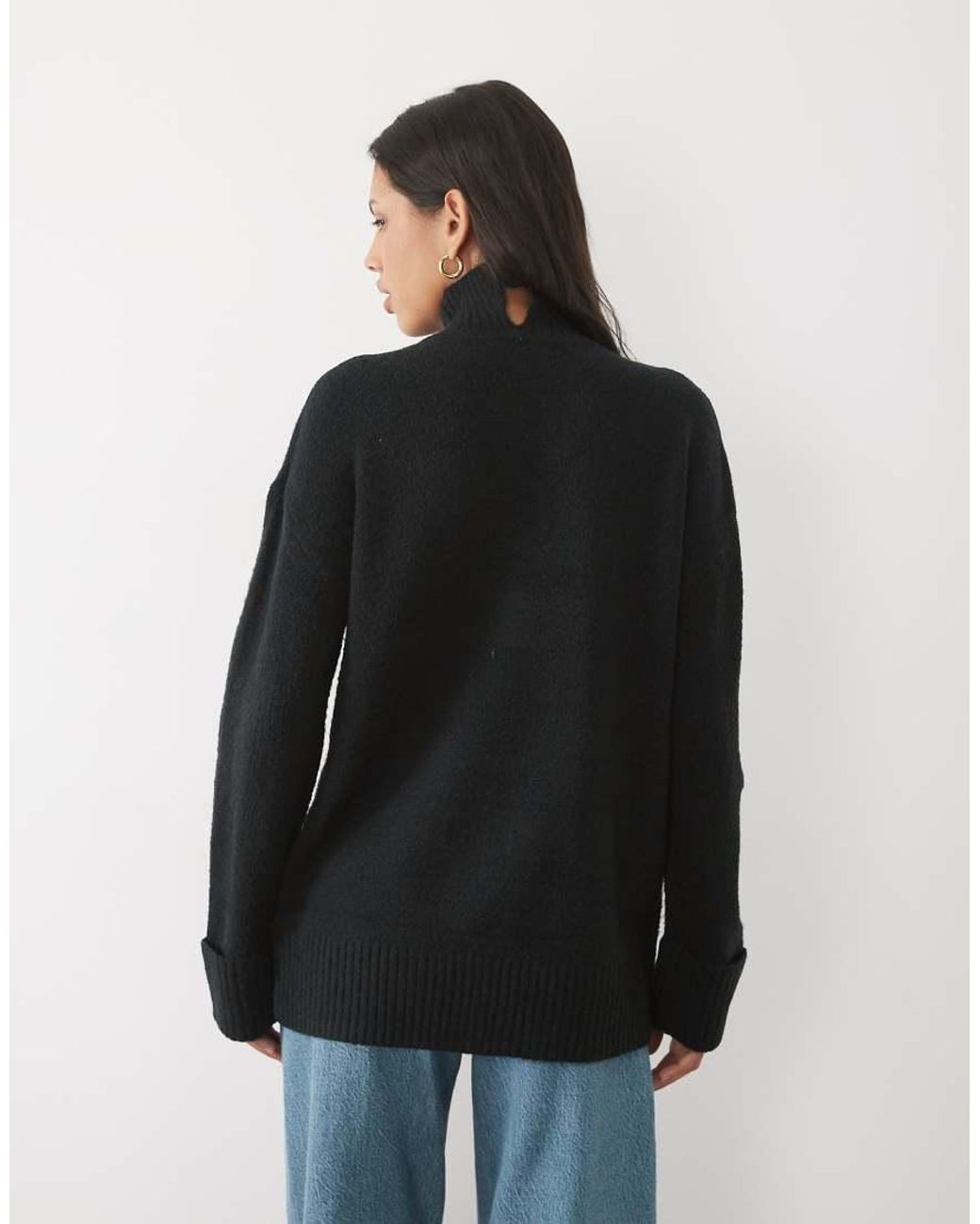 Threadbare Black Roll Neck Knitted Jumper