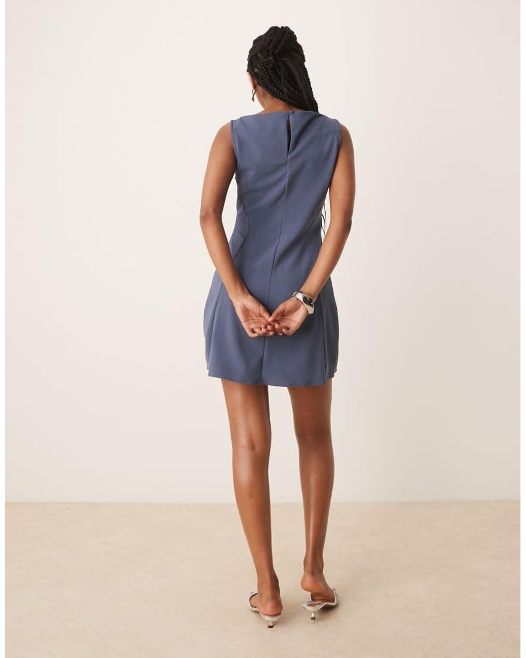 ASOS Blue Sleeveless Seam Detail Mini Dress