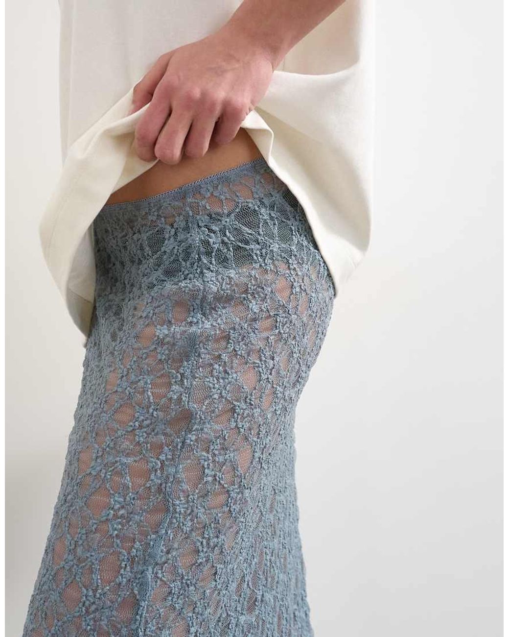TOPSHOP White Lace Midi Skirt