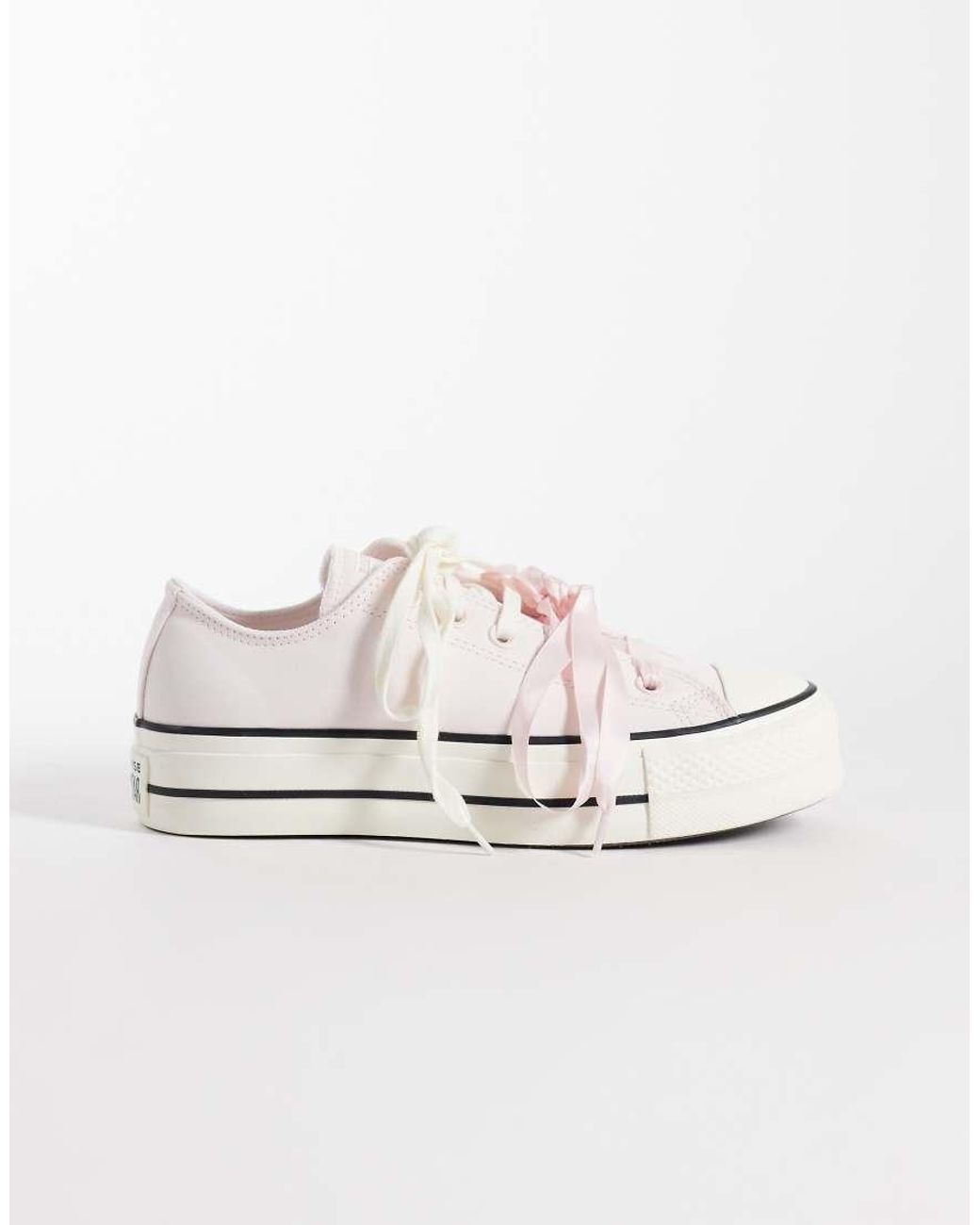 Converse White Chuck Taylor All Star Lift Ox Platform Satin Sneakers