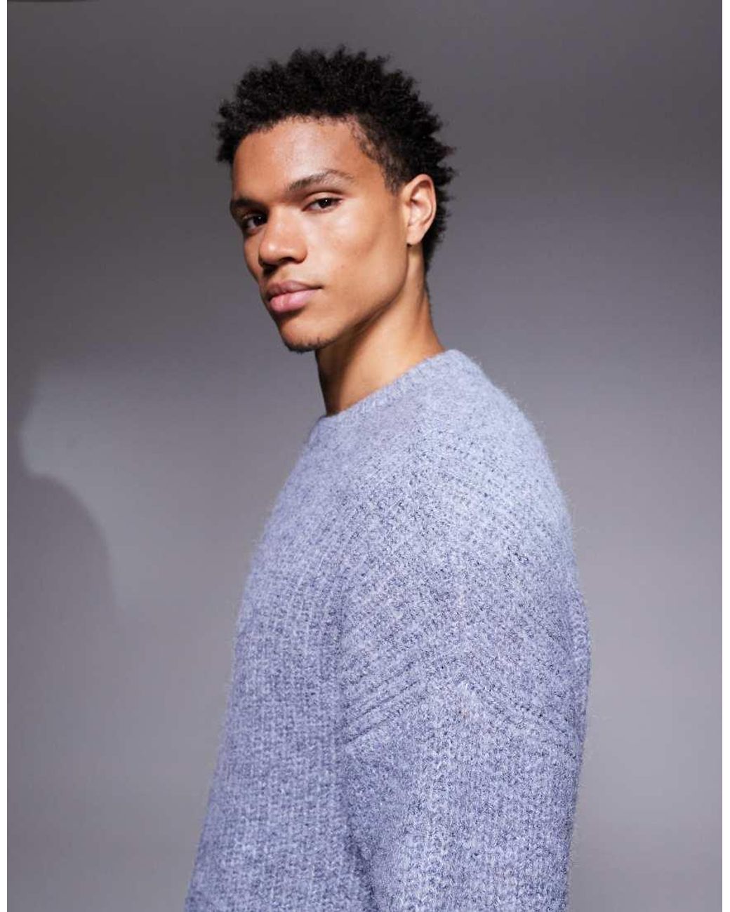 ASOS Purple Relaxed Knitted Crew Neck Jumper for men