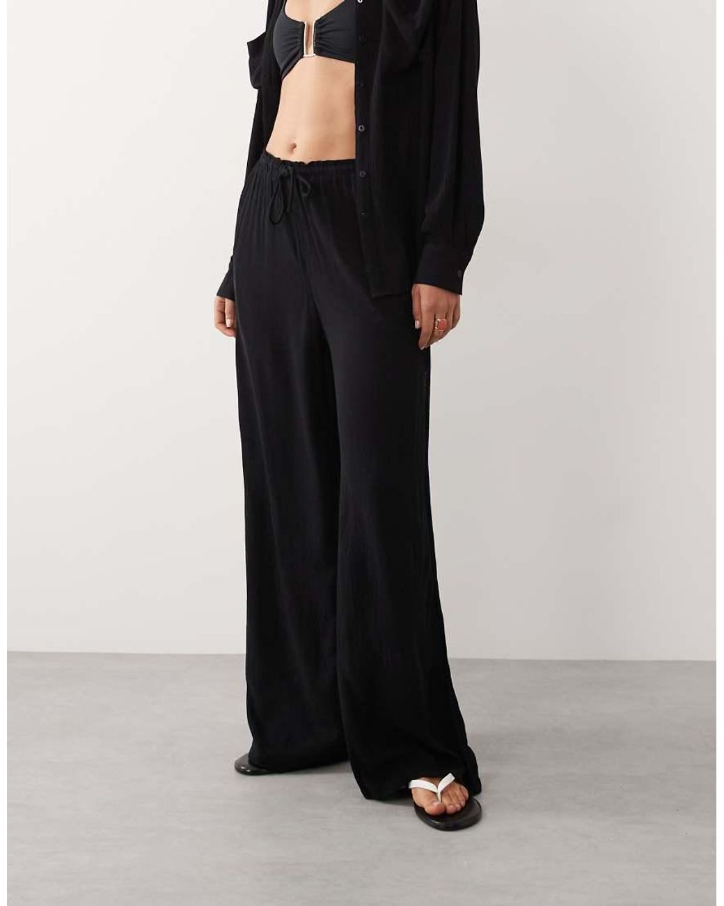 Brave Soul Black Textured Beach Trousers
