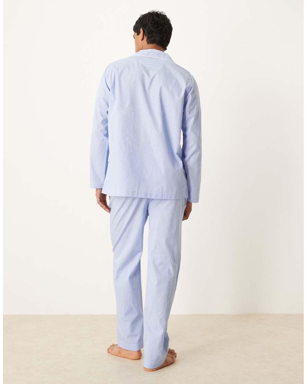 Polo Ralph Lauren Blue Icon Logo Gingham Print Pyjama Lounge Set for men