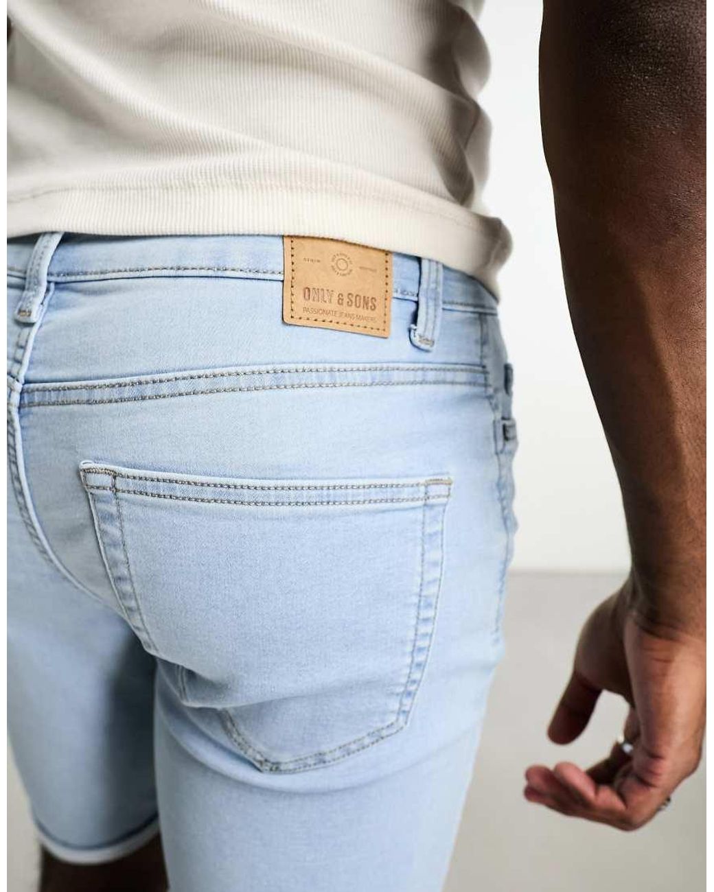 Only & Sons Blue Jog Denim Shorts for men