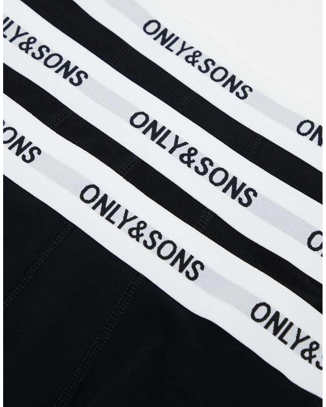 Only & Sons Black 3 Pack Trunks for men