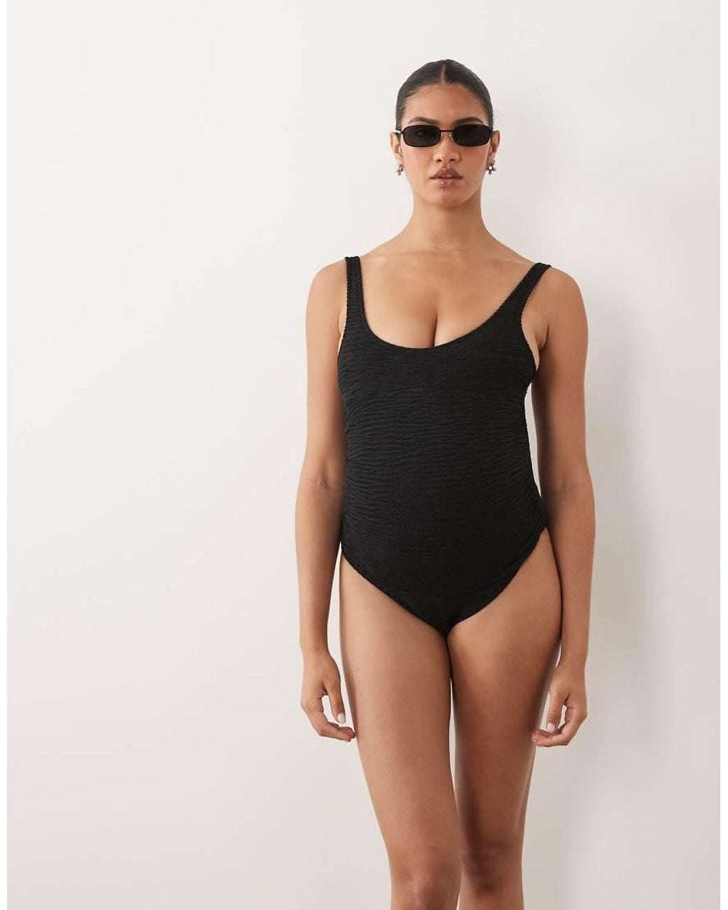 ASOS Brown Asos Design Maternity Oceana Scoop Neck Swimsuit