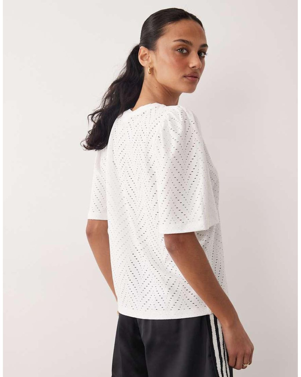 Jdy White Broderie Long Sleeve Top