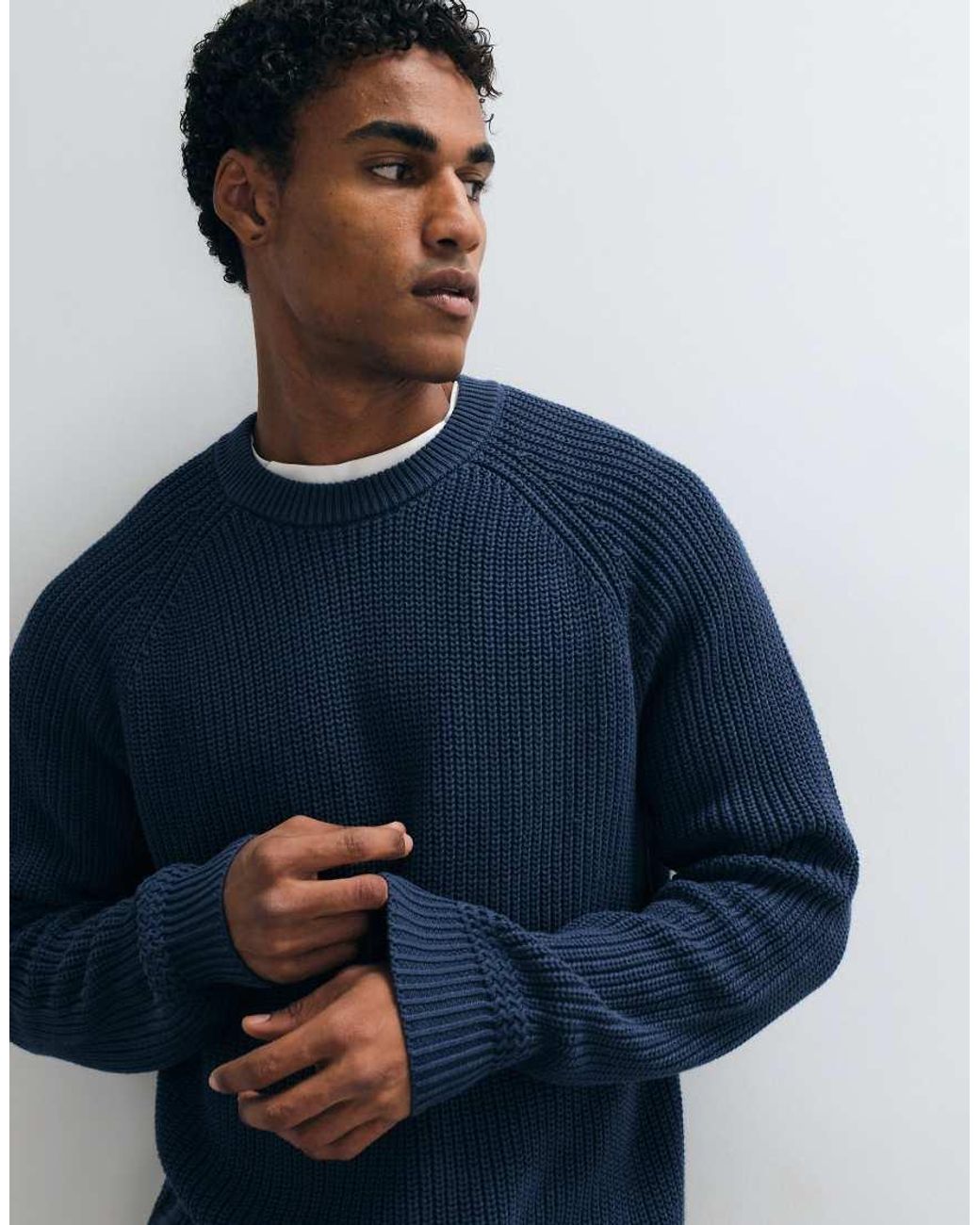 Abercrombie & Fitch Blue Knitted Crew Neck Jumper for men