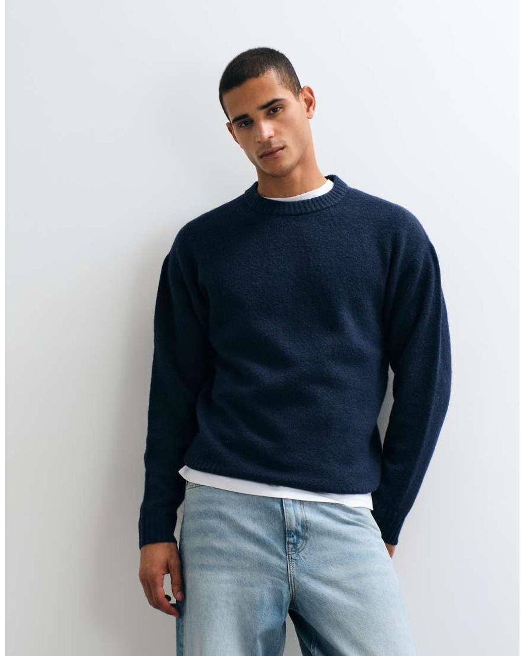 Jack & Jones Blue Oversized Fluffy Jumper for men