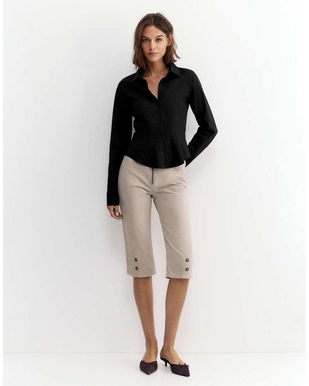 Pull&Bear Black Fitted Wide-cuff Shirt
