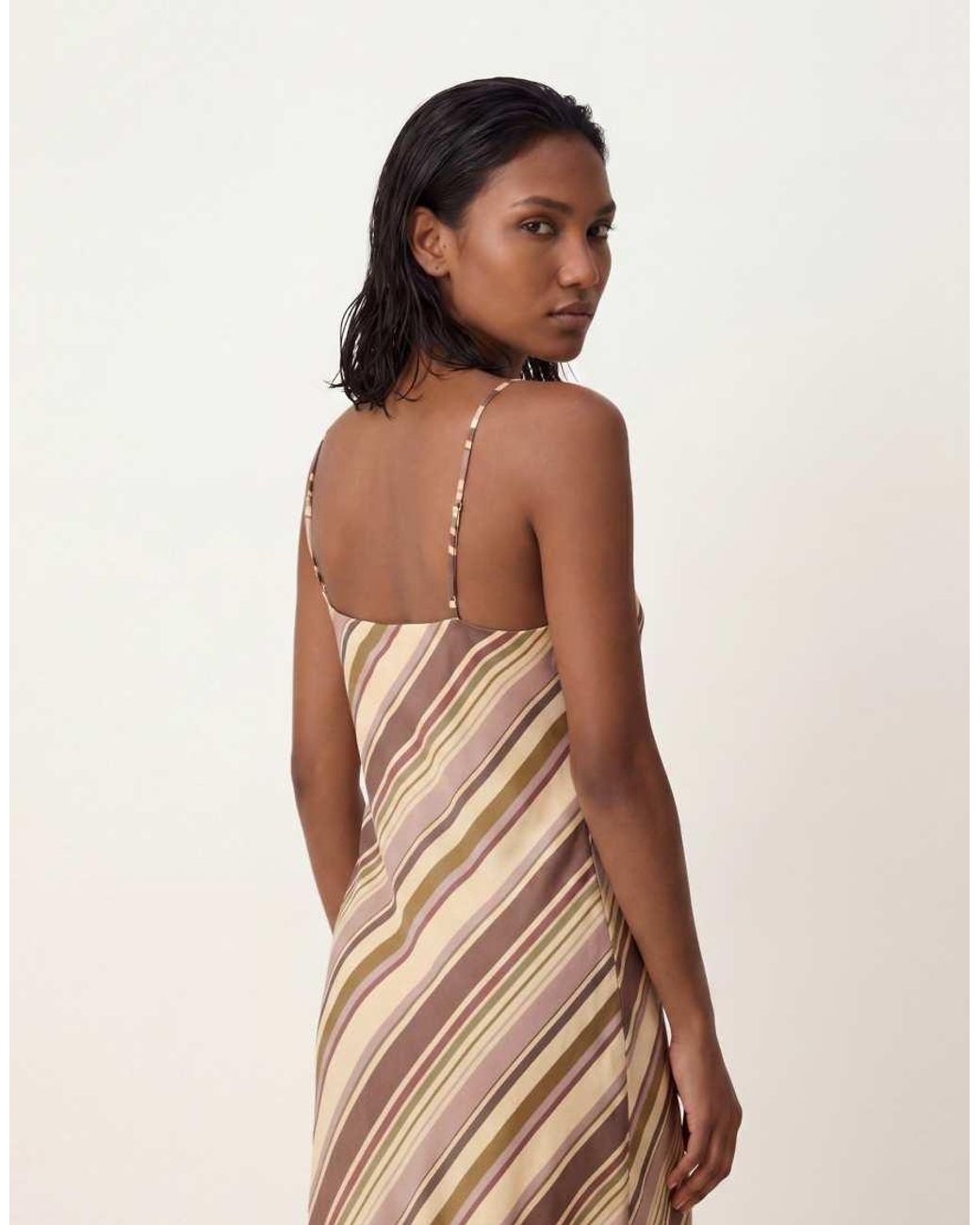 ASOS Natural Halter Neck Chiffon Maxi Dress