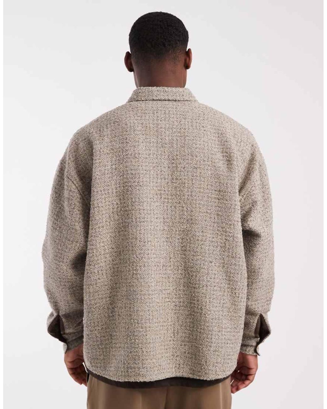 ASOS Natural Volume Oversized Boucle Shirt for men