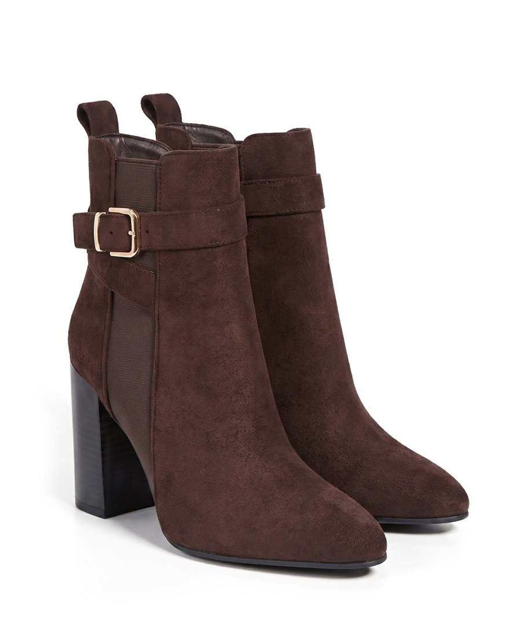 SEQWL Brown Dress Chelsea Ankle Booties Pointed Toe With Buckle Strap