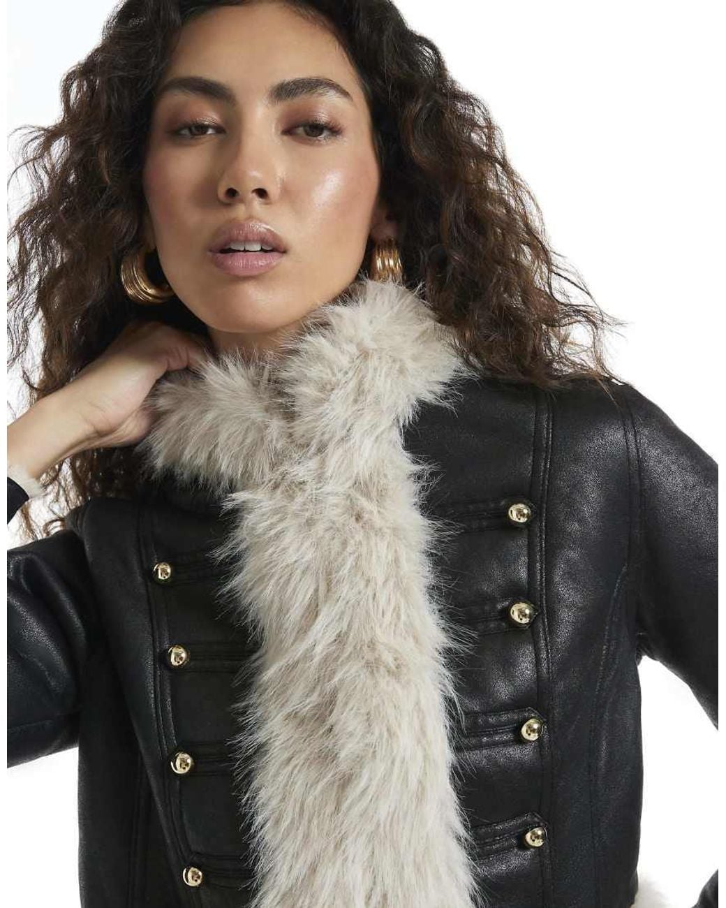 River Island Gray Shearling Drummer Boy Jacket
