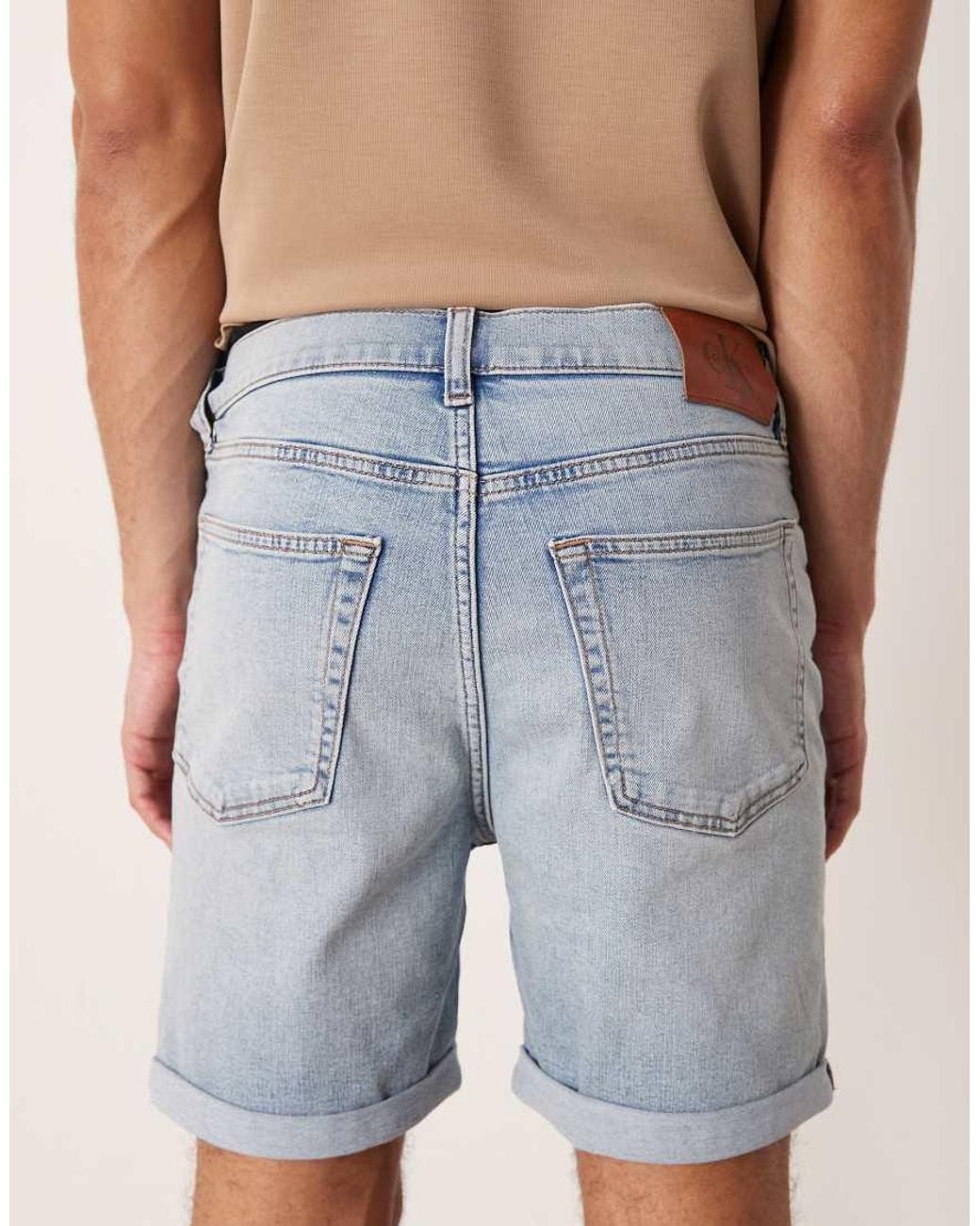 Calvin Klein Blue Slim Denim Shorts for men