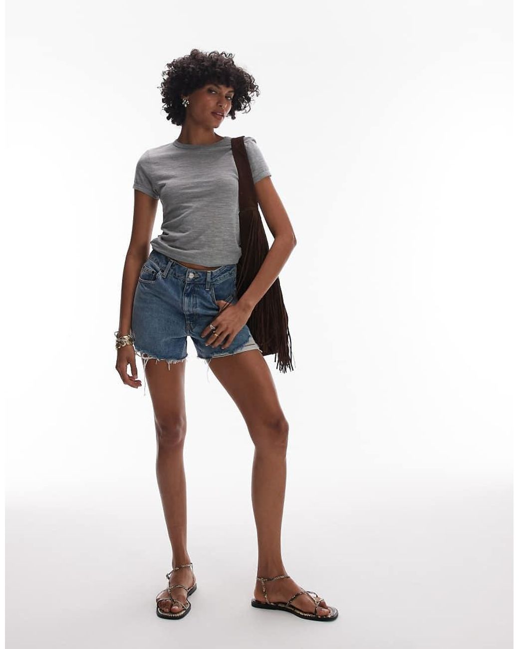 TOPSHOP Blue Linen Tee