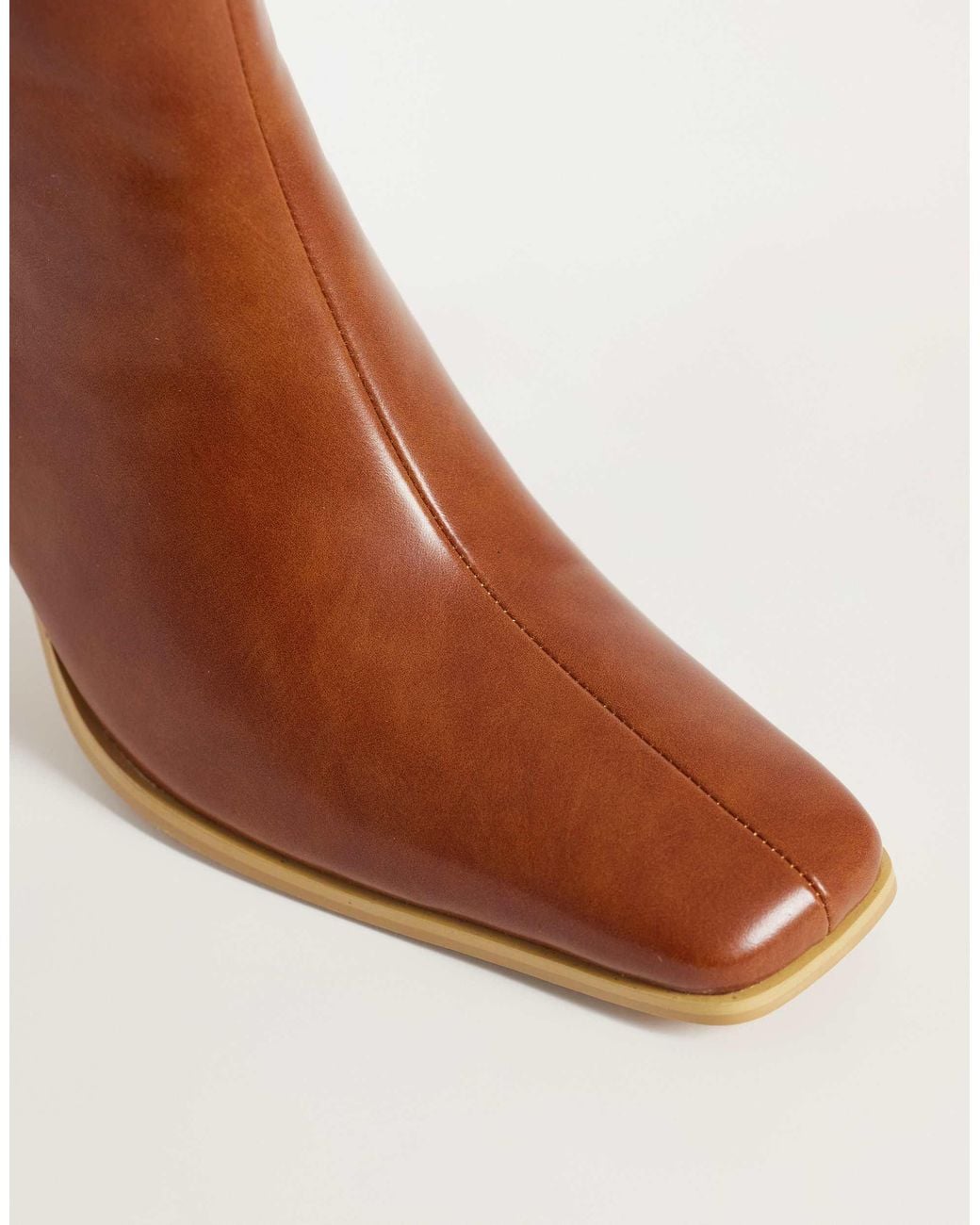 Glamorous Brown Square Toe Heeled Knee Boots