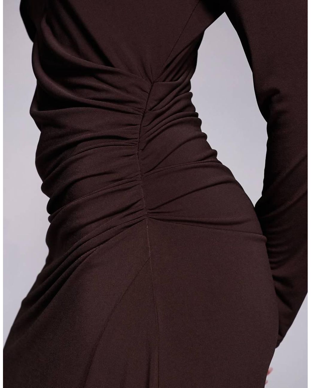 DASKA Purple Slinky One Cape Detail Maxi Dress