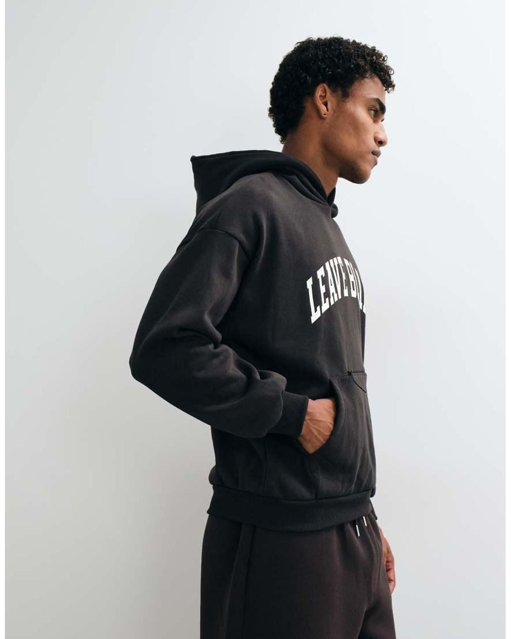 Only & Sons Blue Oversized Hoodie With 'leave Blank' Varsity Print for men