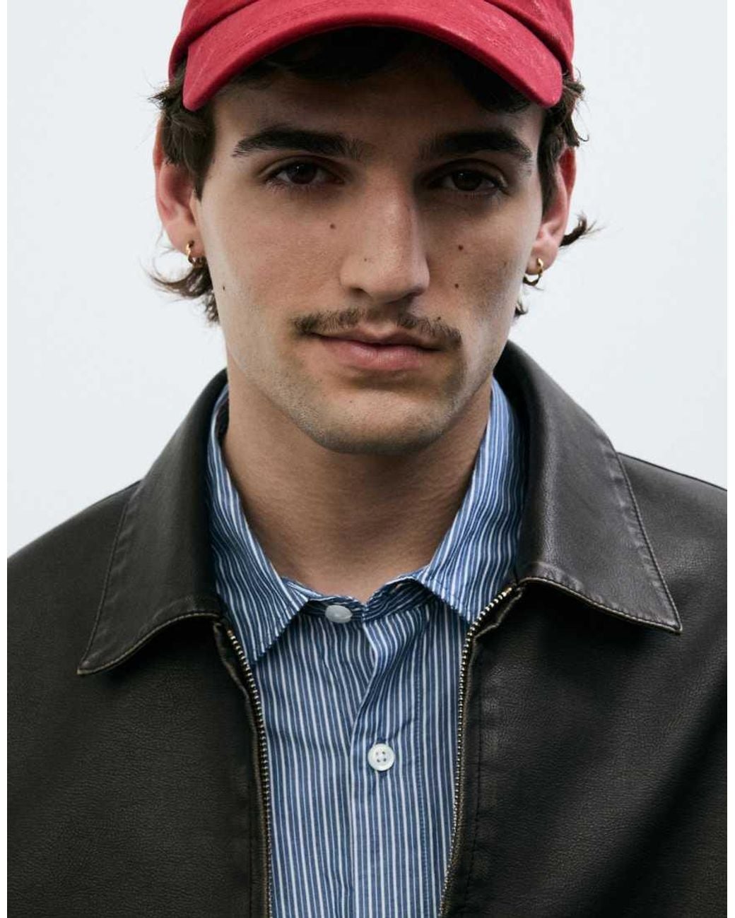 Pull&Bear Gray Washed Faux Leather Jacket for men