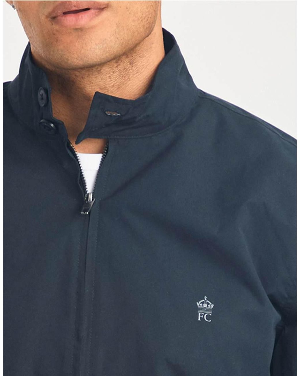 French Connection Blue Funnel Neck Harrington Jacket for men